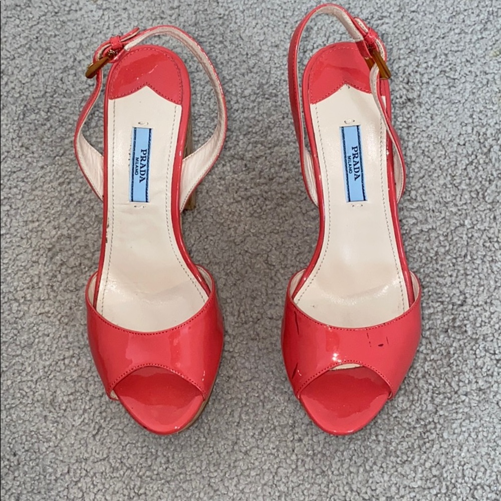 Prada Pink Cork Platform Slingback Sandals